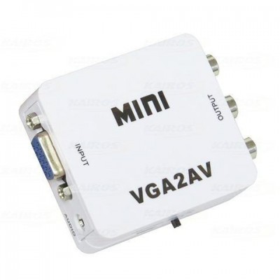 Conversor de Áudio e Vídeo VGA P2 para AV Rca VGA2AV